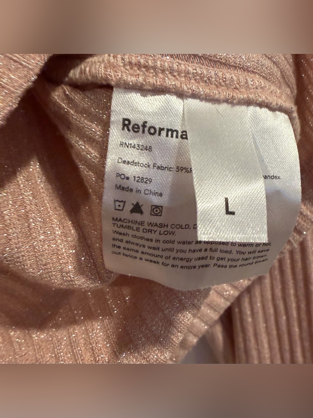 Reformation Ribbed Two-Piece Set - Dusty Rose Metallic - Picture 4 of 8